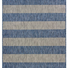 2' X 3' Blue And Gray Striped Indoor Outdoor Area Rug