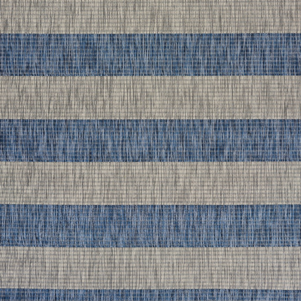 2' X 3' Blue And Gray Striped Indoor Outdoor Area Rug