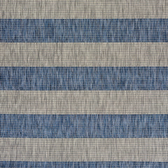 2' X 3' Blue And Gray Striped Indoor Outdoor Area Rug