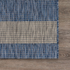 2' X 3' Blue And Gray Striped Indoor Outdoor Area Rug