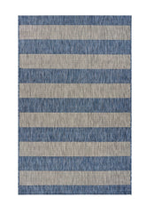 8' X 10' Blue And Gray Striped Indoor Outdoor Area Rug - Homeroots