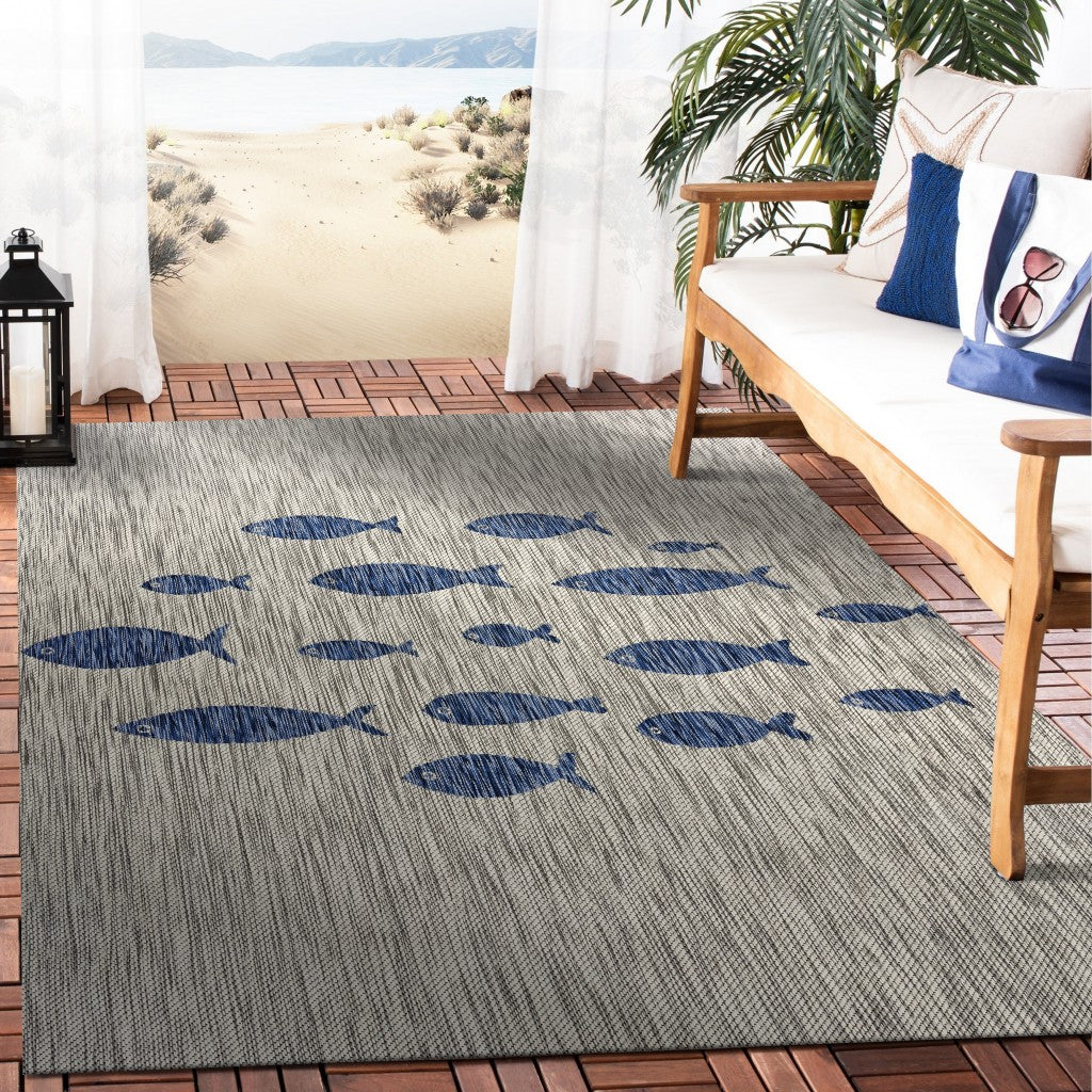 5' X 7' Gray Indoor Outdoor Area Rug