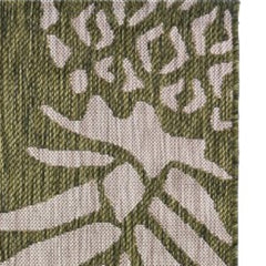 2' X 3' Green Floral Indoor Outdoor Area Rug