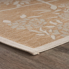 2' X 3' Beige Floral Indoor Outdoor Area Rug