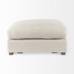 26" Beige Polyester And Brown Cocktail Ottoman