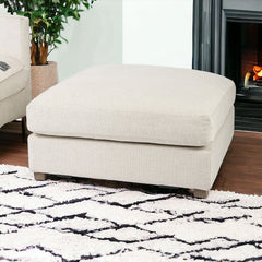 39" Beige Polyester And Brown Cocktail Ottoman