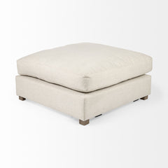 39" Beige Polyester And Brown Cocktail Ottoman