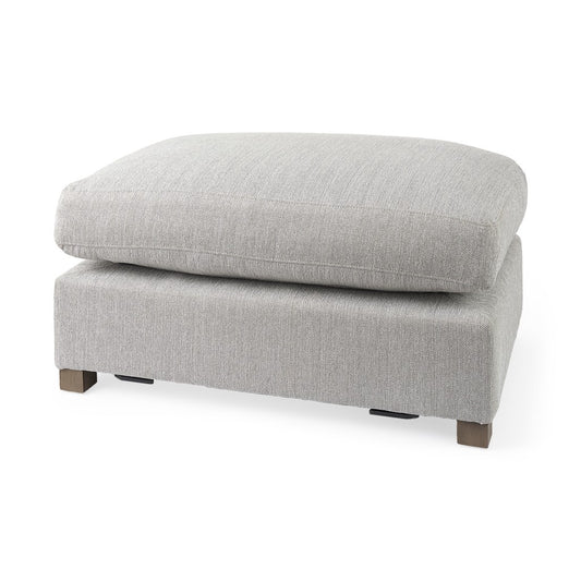 26" Light Gray Jute And Brown Cocktail Ottoman