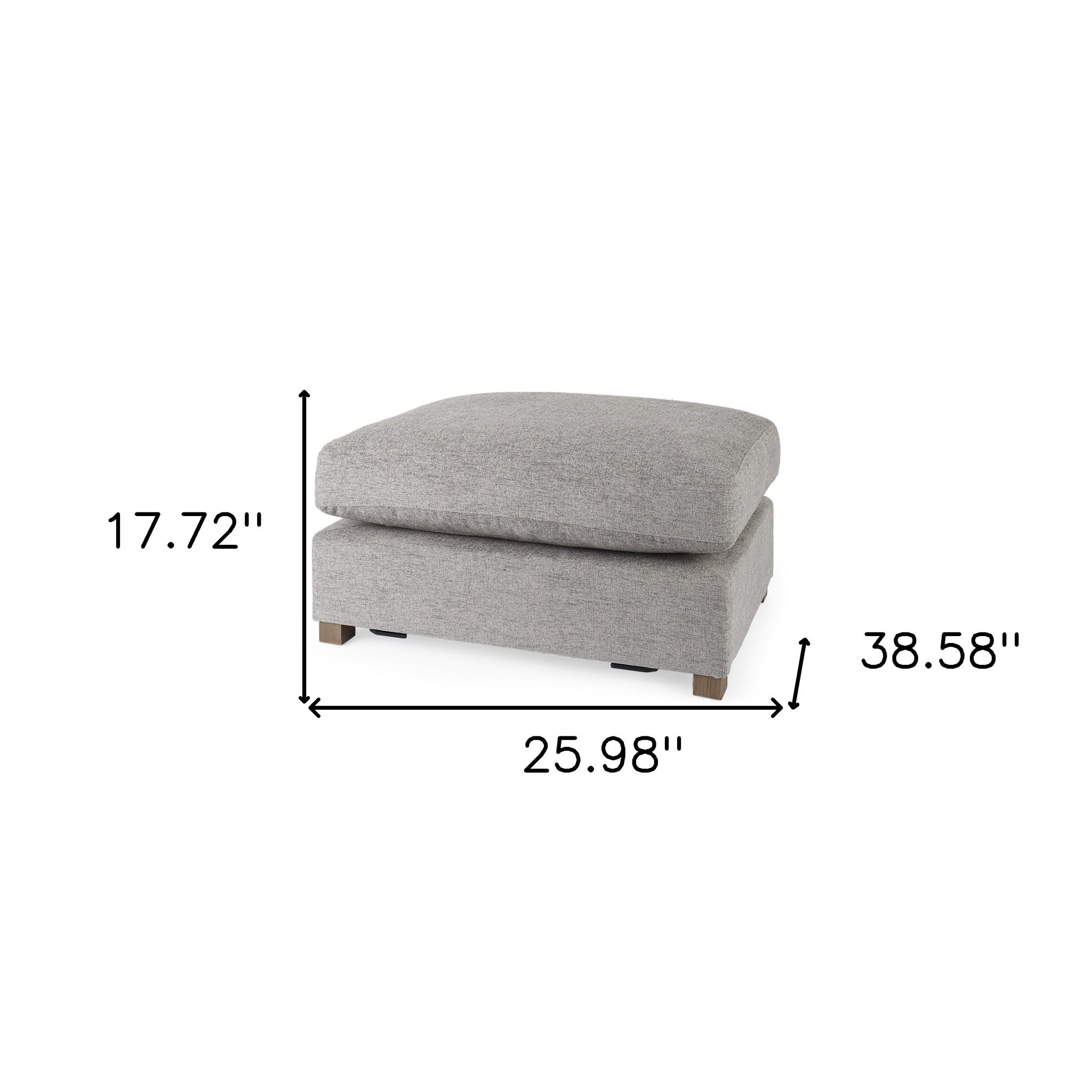 26" Gray Polyester And Brown Cocktail Ottoman