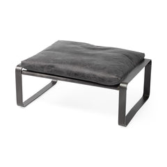 27" Black Faux leather Ottoman