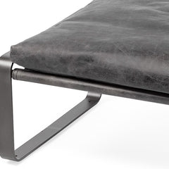 27" Black Faux leather Ottoman