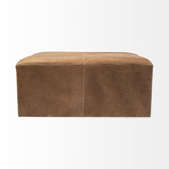 36" Brown Faux Leather Cube Ottoman