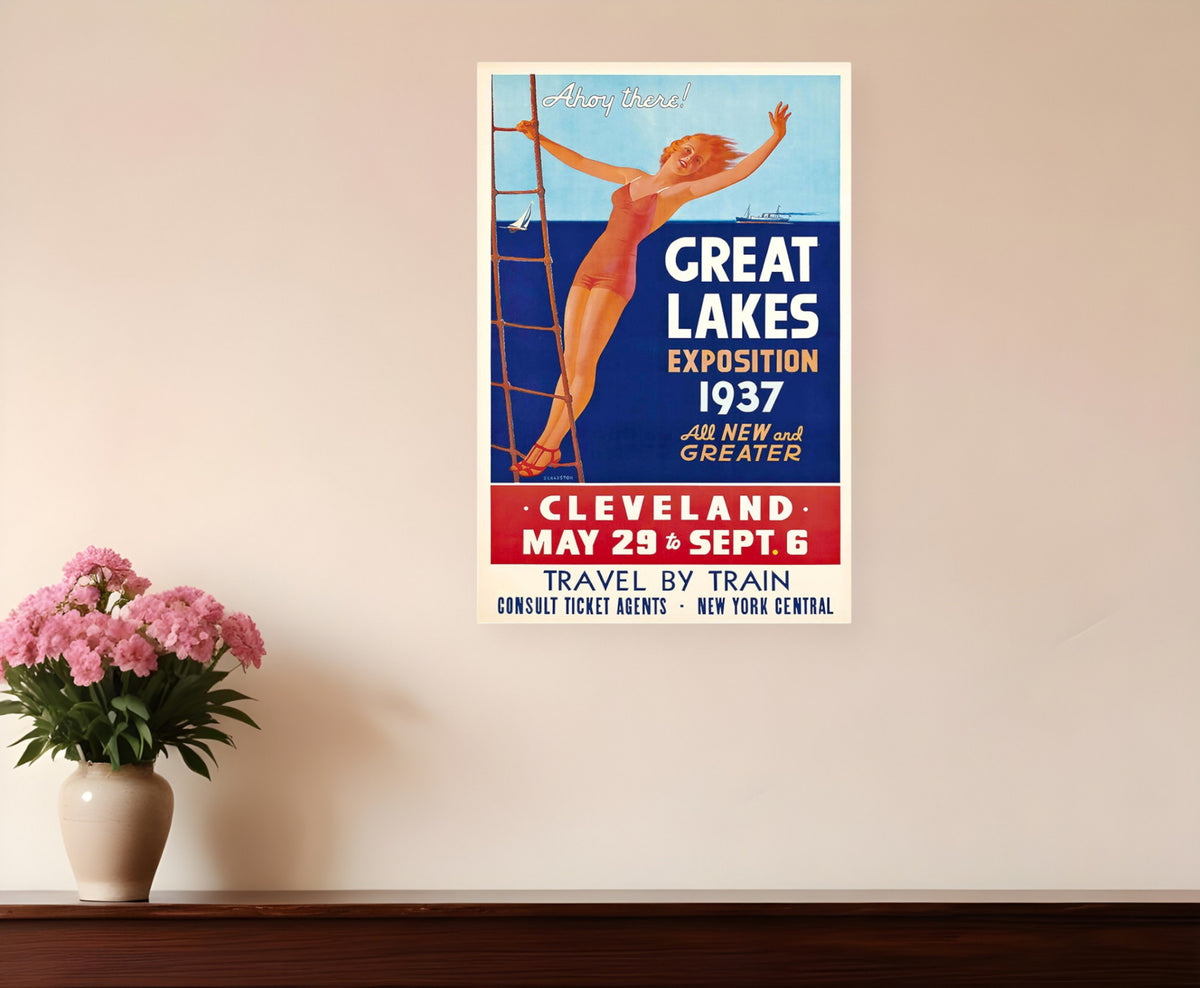 12" X 18" Great Lakes 1937 Vintage Travel Poster Wall Art