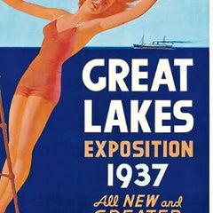 12" X 18" Great Lakes 1937 Vintage Travel Poster Wall Art