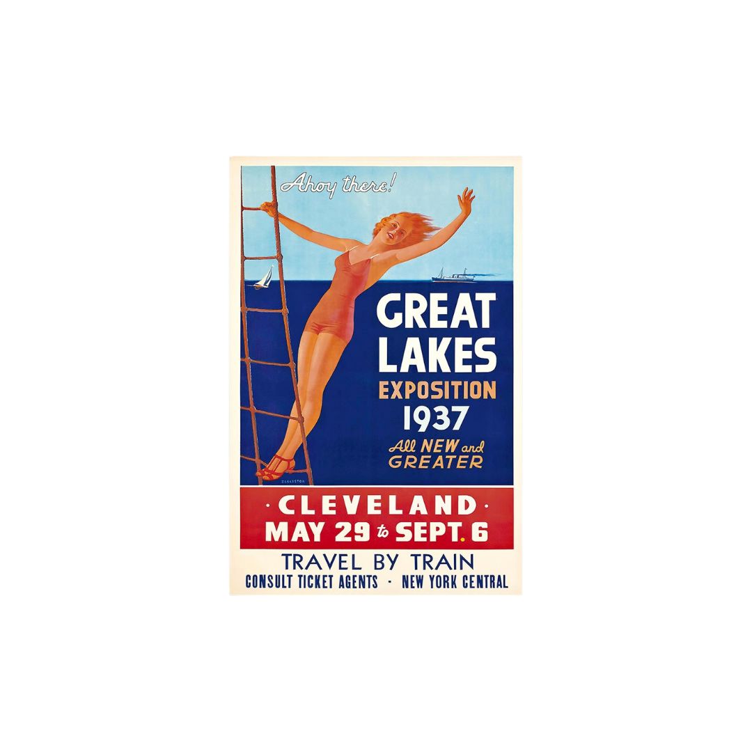 12" X 18" Great Lakes 1937 Vintage Travel Poster Wall Art