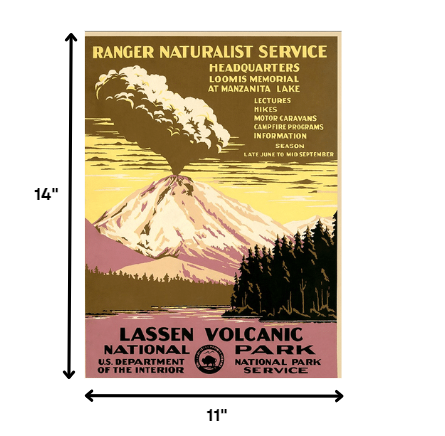 11" X 14" Lassen Volcanic National Park Vintage Travel Poster Wall Art