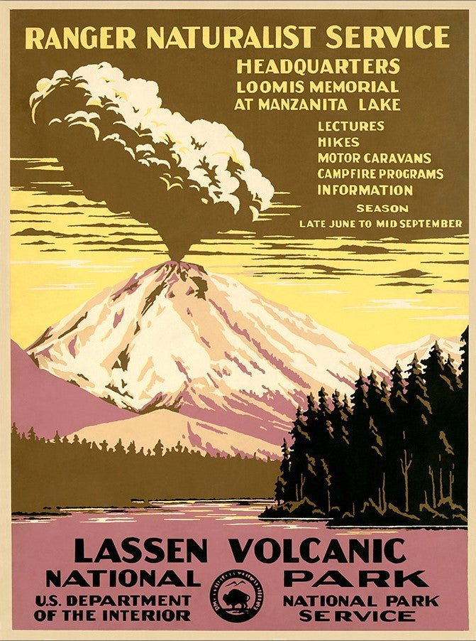 11" X 14" Lassen Volcanic National Park Vintage Travel Poster Wall Art