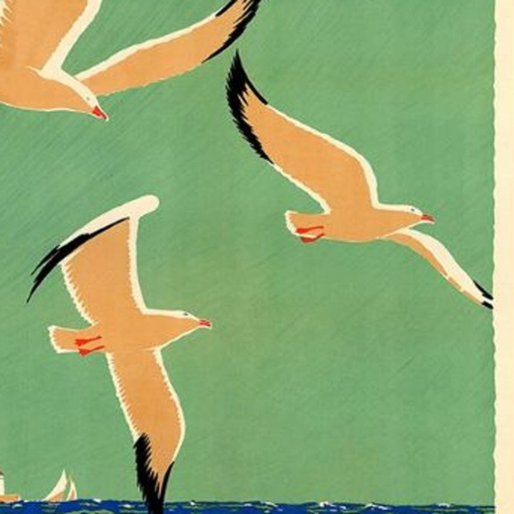 12" X 18" Birds Over Lake Michigan C1929 Vintage Travel Poster Wall Art