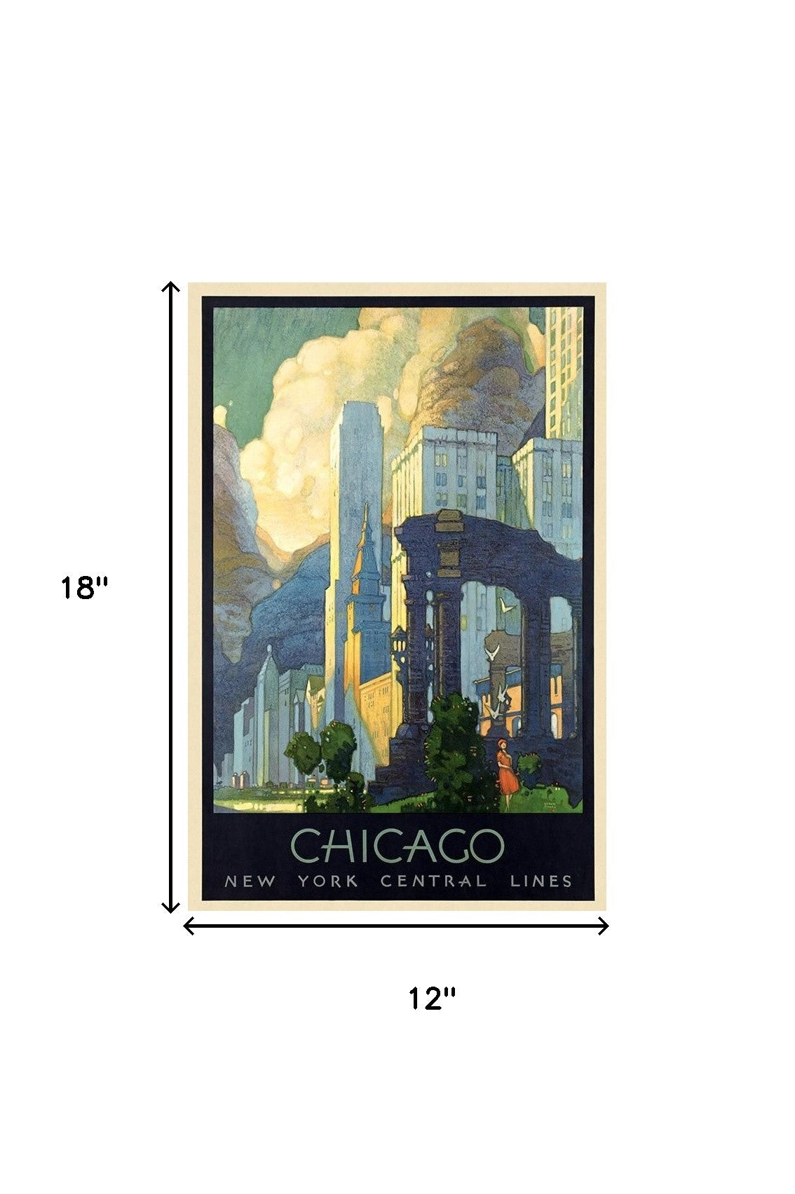 12" X 18" Vintage 1929 Chicago Michigan Ave Travel Poster Wall Art