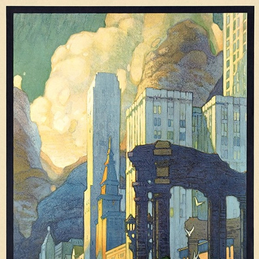 12" X 18" Vintage 1929 Chicago Michigan Ave Travel Poster Wall Art