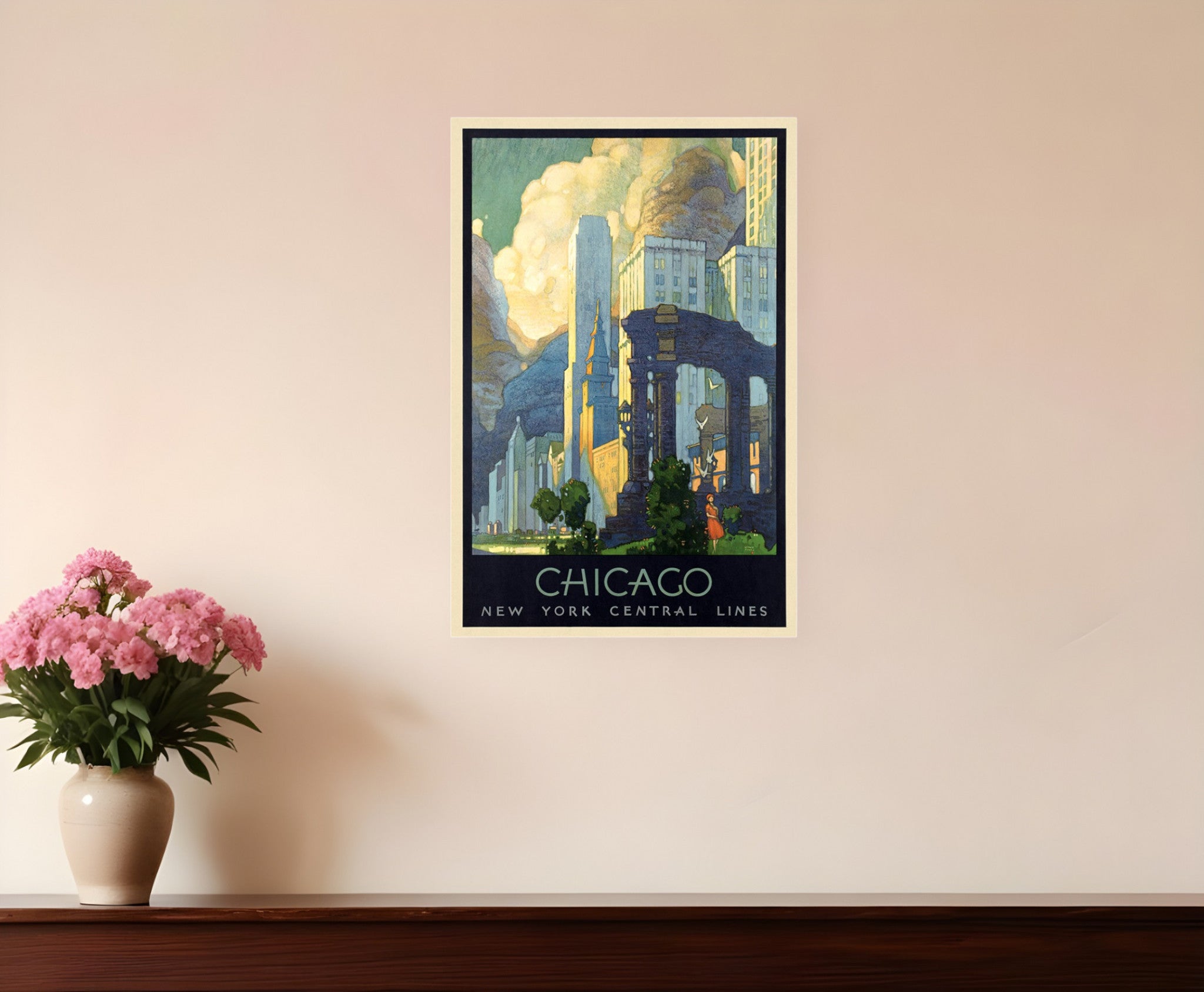 12" X 18" Vintage 1929 Chicago Michigan Ave Travel Poster Wall Art