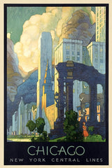 12" X 18" Vintage 1929 Chicago Michigan Ave Travel Poster Wall Art