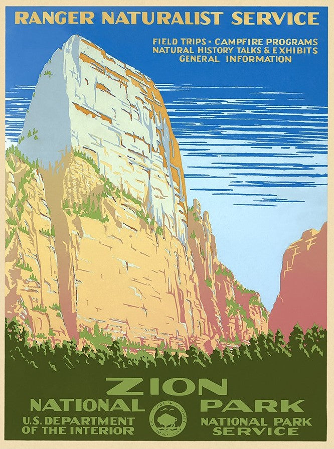 11" x 14" Zion National Park c1938 Vintage Travel Poster Wall Art