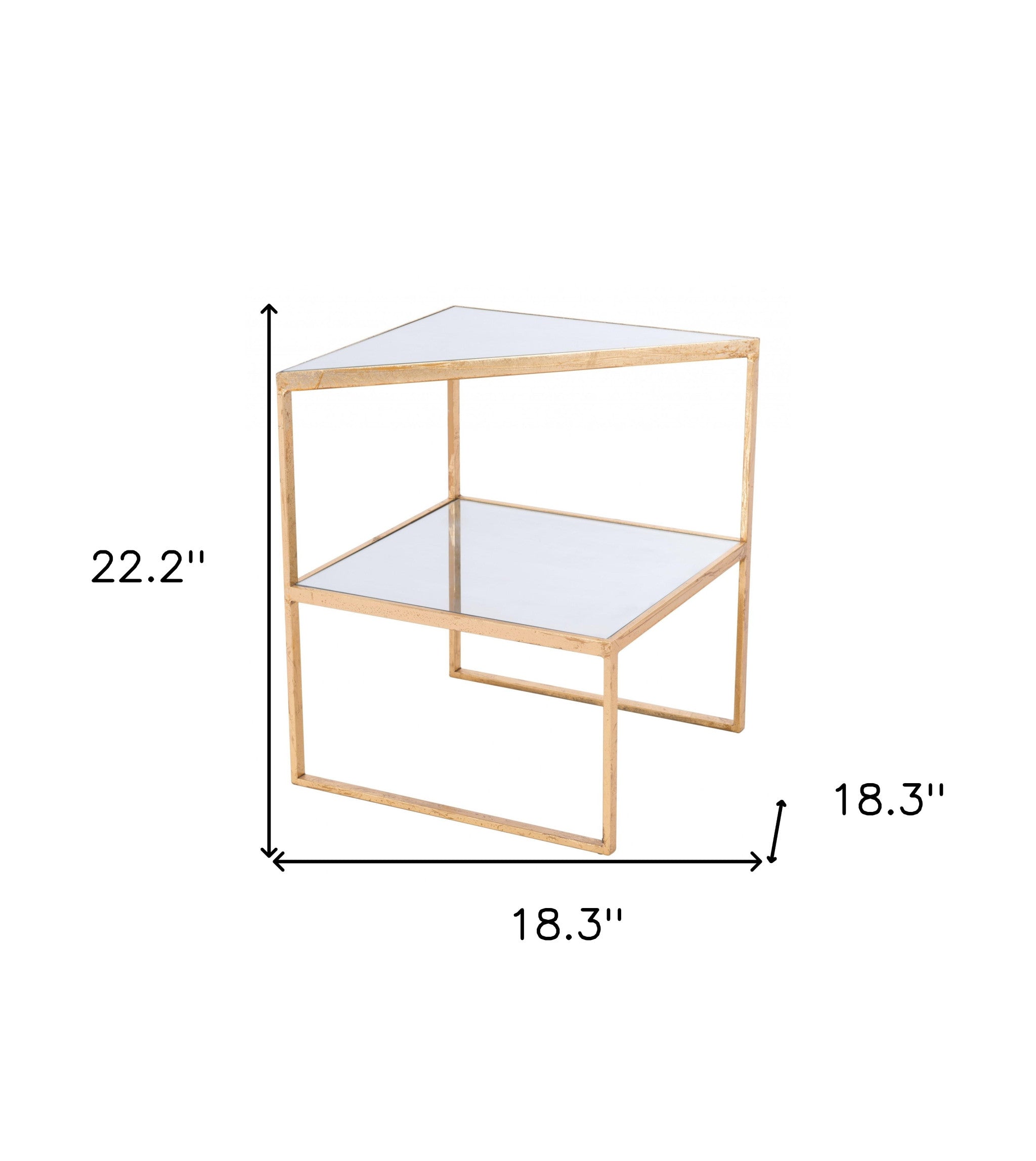 22" Gold And Clear Glass Mirrored End Table