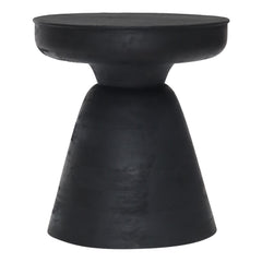 18" Black Solid Wood Round End Table