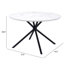 47" White And Black Rounded Steel Dining Table