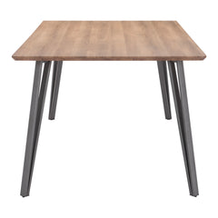 79" Wood Brown And Gray Steel Dining Table