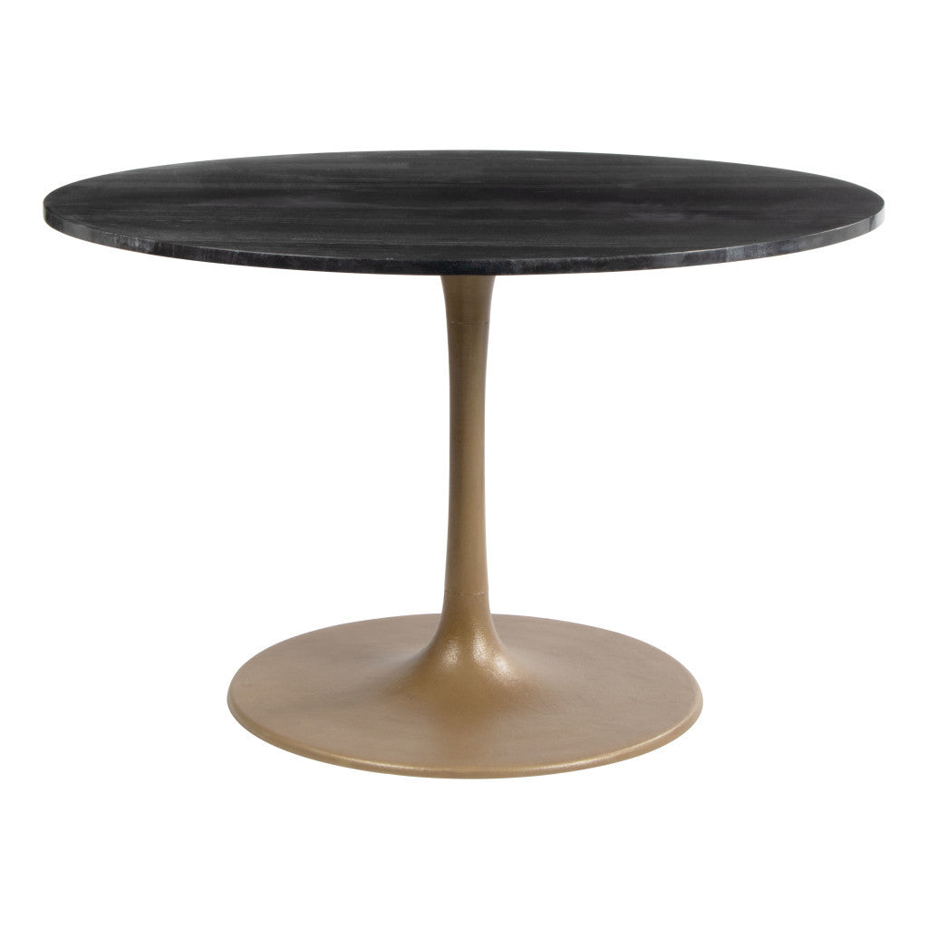 47" Gold Rounded Steel Pedestal Base Dining Table