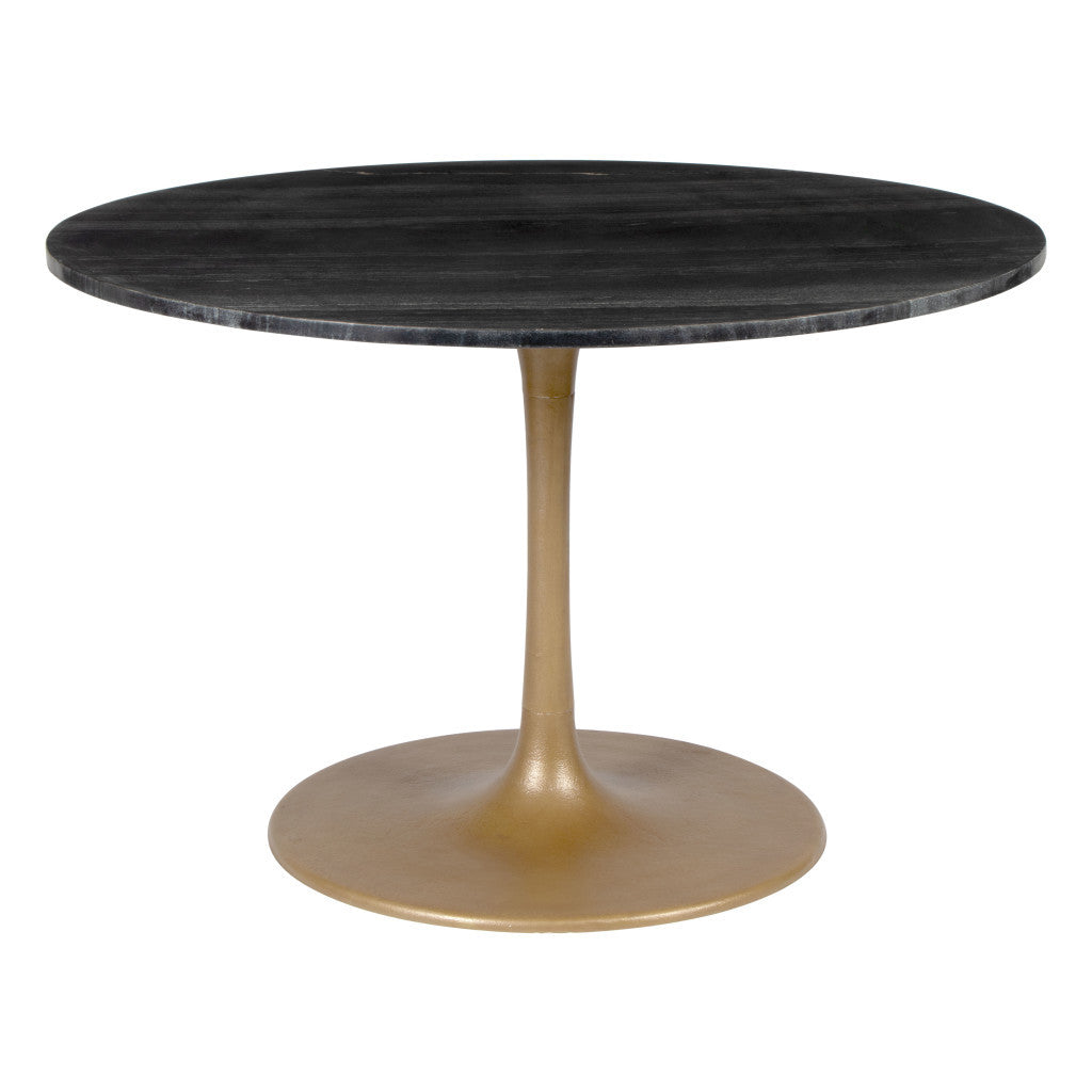 47" Gold Rounded Steel Pedestal Base Dining Table