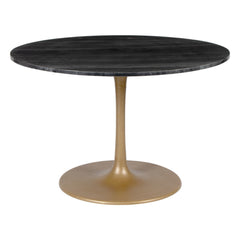 47" Gold Rounded Steel Pedestal Base Dining Table