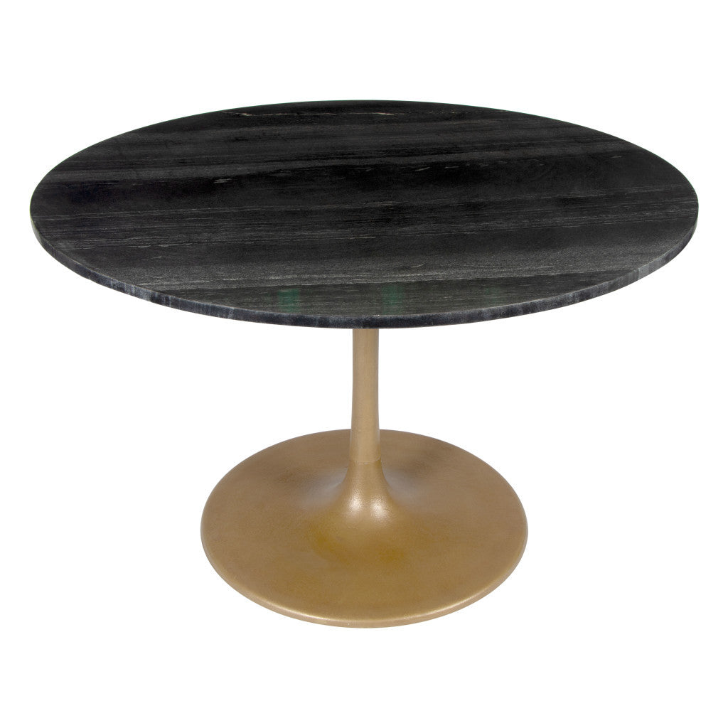 47" Gold Rounded Steel Pedestal Base Dining Table