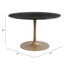 47" Gold Rounded Steel Pedestal Base Dining Table