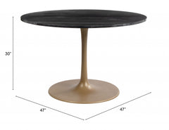 47" Gold Rounded Steel Pedestal Base Dining Table