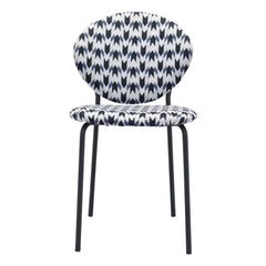 Set of Two Blue Black and White Arrow Design Dining or Side Chairs