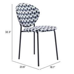 Set of Two Blue Black and White Arrow Design Dining or Side Chairs