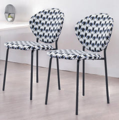 Set of Two Blue Black and White Arrow Design Dining or Side Chairs