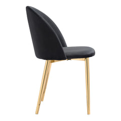 Set of Two Black And Gold Upholstered Polyester Dining Side chairs