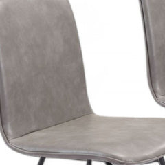 Set of Two Gray And Black Upholstered Faux Leather Dining Side Chairs