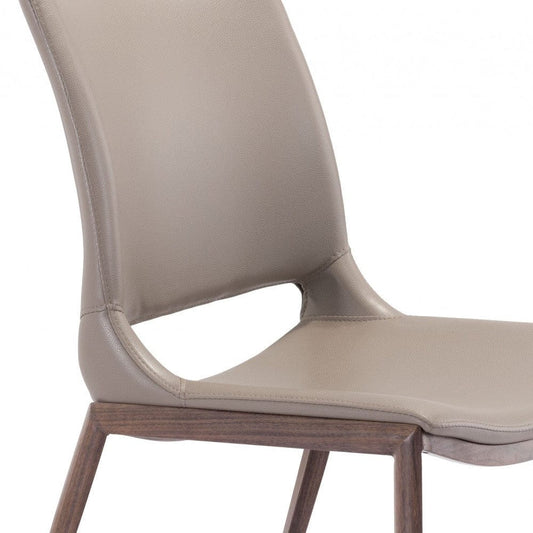 Set of Two Gray Faux Leather and Espresso Mod Ergo Dining Chairs - Homeroots