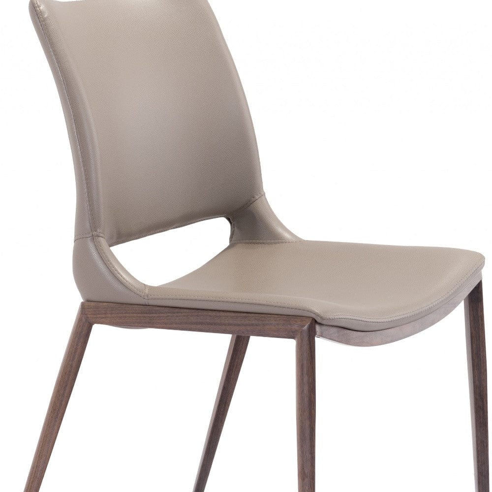 Set of Two Gray Faux Leather and Espresso Mod Ergo Dining Chairs - Homeroots