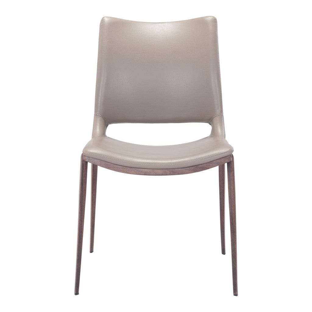 Set of Two Gray Faux Leather and Espresso Mod Ergo Dining Chairs - Homeroots