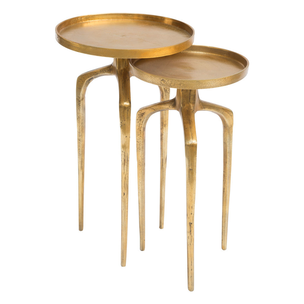 Set Of Two 13" Gold Nested Tables