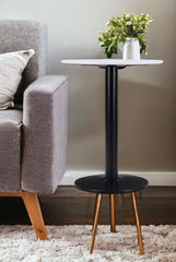 24" Black And White Round End Table