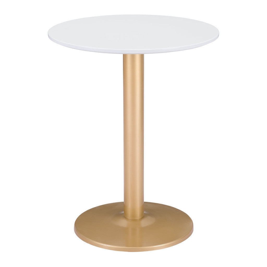 24" Gold And White Round End Table