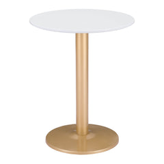 24" Gold And White Round End Table