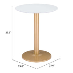 24" Gold And White Round End Table